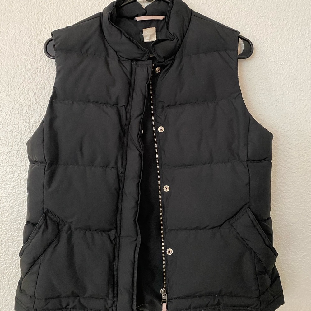 J.Crew black down puffer vest, size S, great used condition